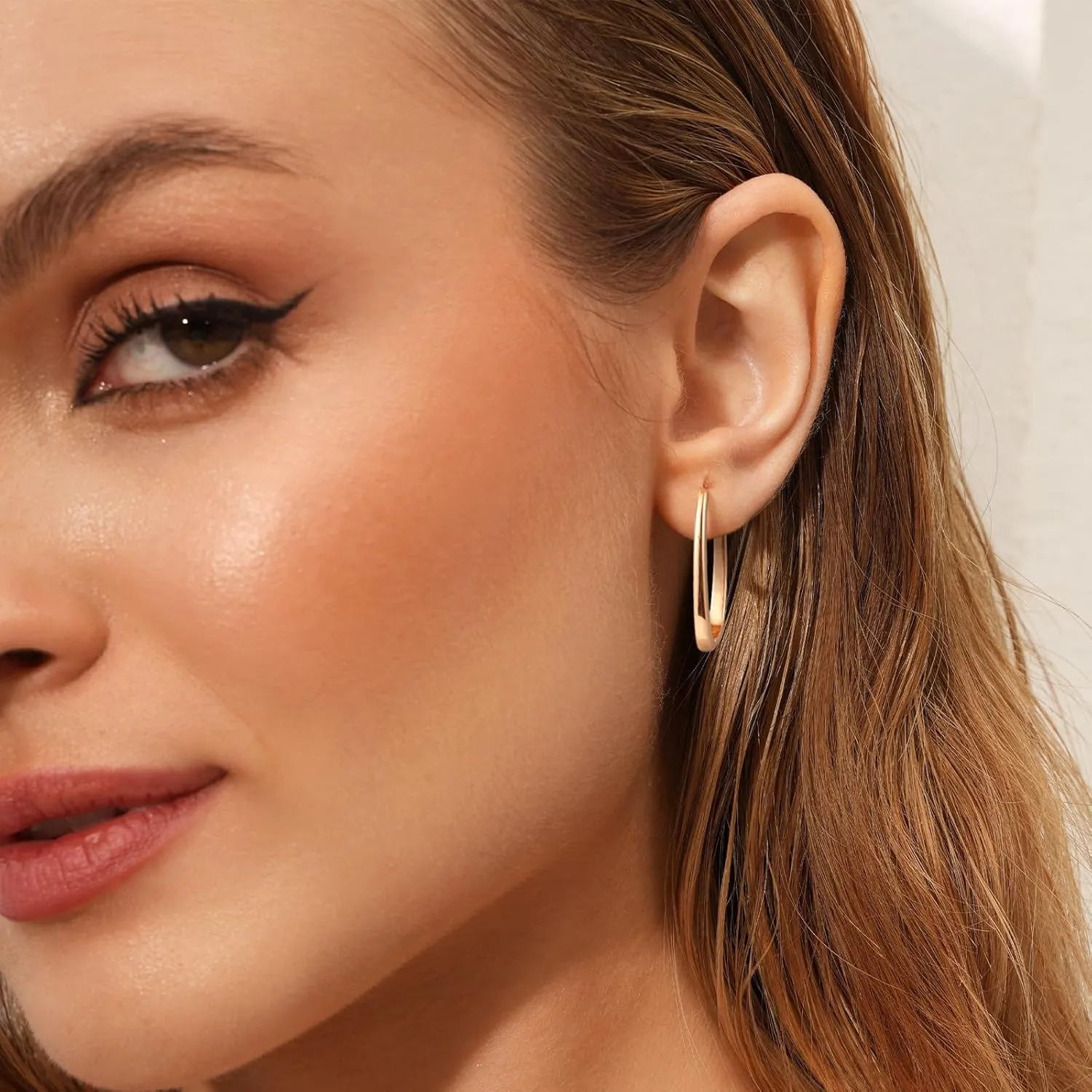 Gilmz Gold/Silver Hoop Earrings for Women,14K Gold Plated Chunky Huggie Hoop Earring Lightweight,Thick Hoops Earring Hypoallergenic