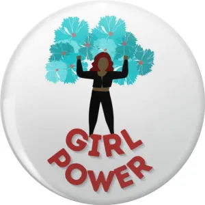 Girl Power | Blue Flowers | Girl Boss | Black and Red Pin Lapel Pin Cute Brooch Pins Badges 0.75"