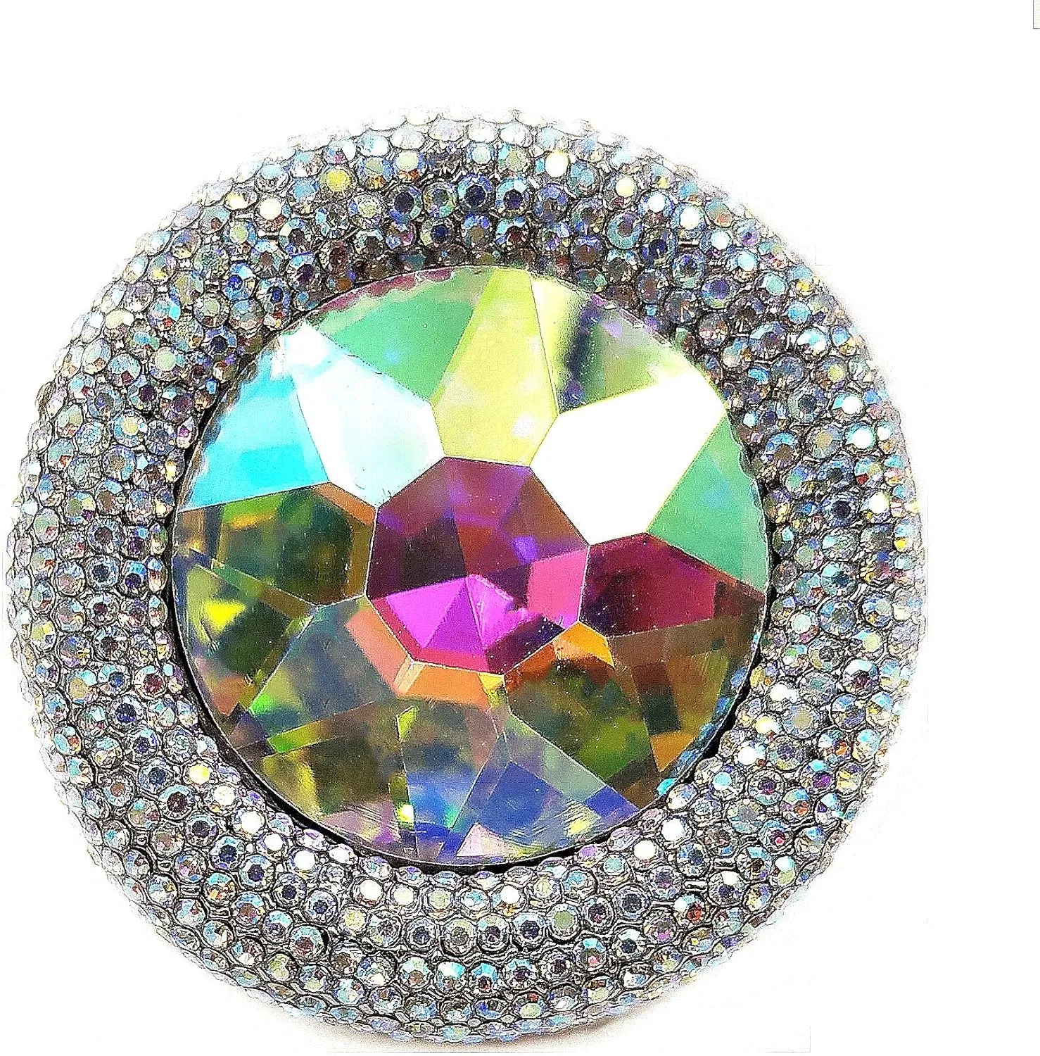 Glitter Wide Pave Round Stone Shaped Brooch Rhinestone Pin