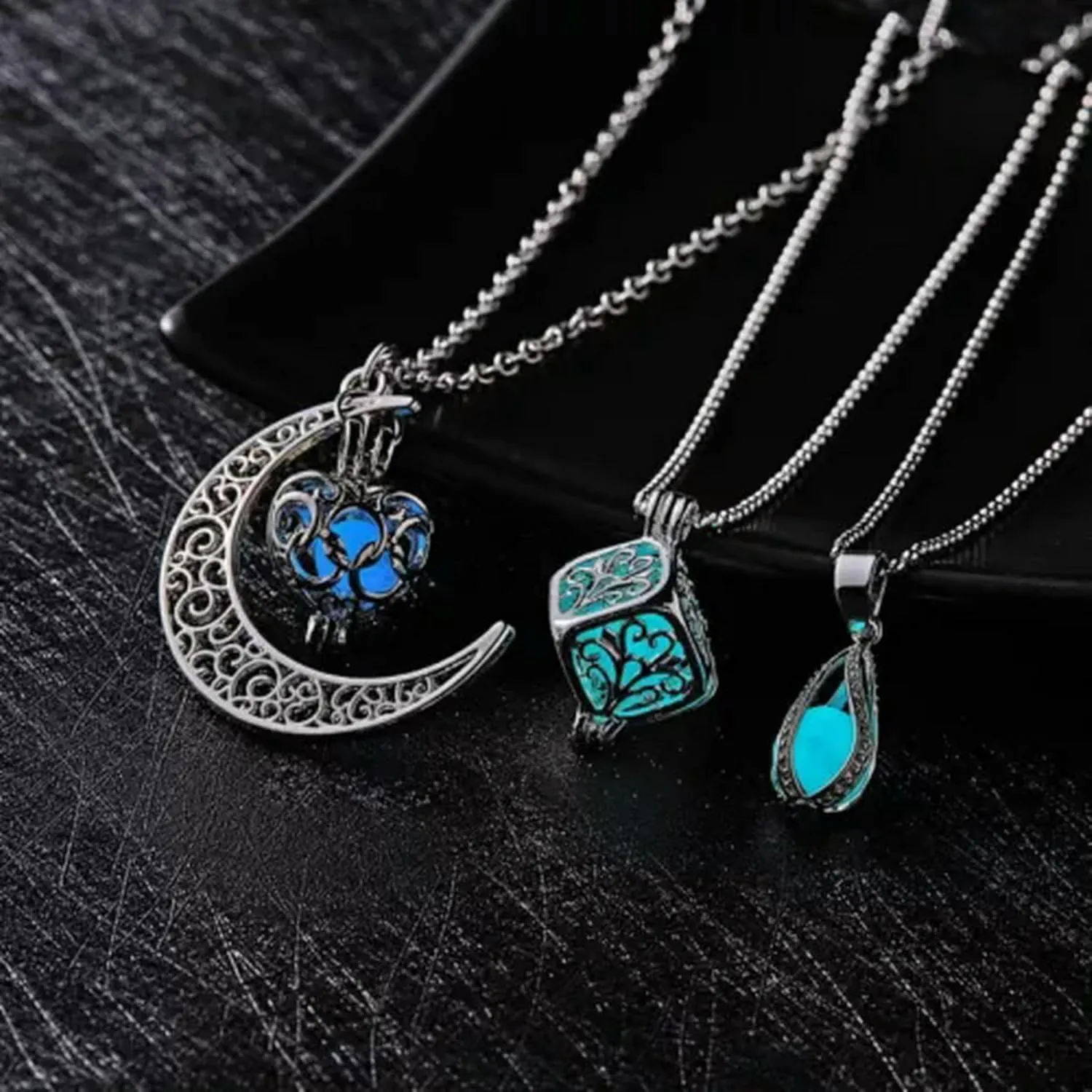 Glow in The Heart 925 Silver Pendant Necklace Women Jewelry-My Heart-Green Light