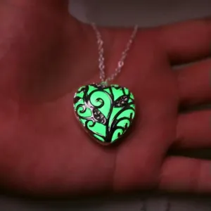 Glow in The Heart 925 Silver Pendant Necklace Women Jewelry-My Heart-Green Light