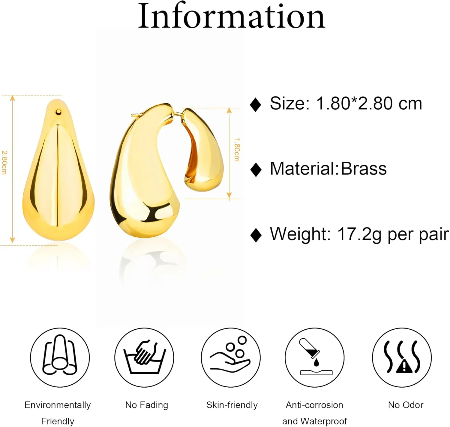Gold Cherry Earrings for Women - Trendy Dangle Earring 18K Gold Statement Accessories