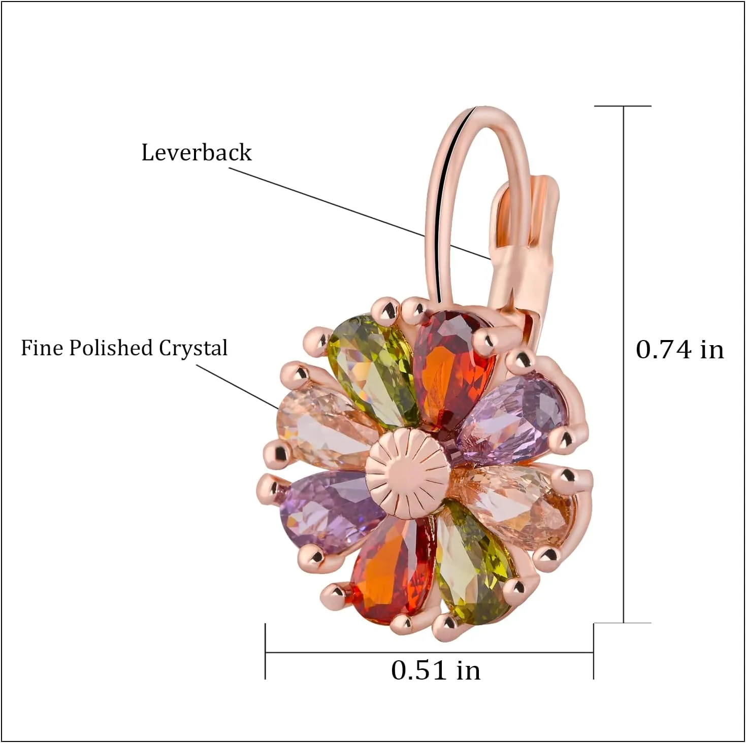 Gold Flower Earrings Birthstone Leverback Earrings Hypoallergenic Vintage Floral Earrings for Women Trendy