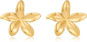 Gold Flower Stud Earrings for Women  Hypoallergenic Stainless Steel Stud Earrings  Trendy Elegant Jewelry Gift for Her Wife Friend Suitable for Mothers Day Birthday Valentines Day