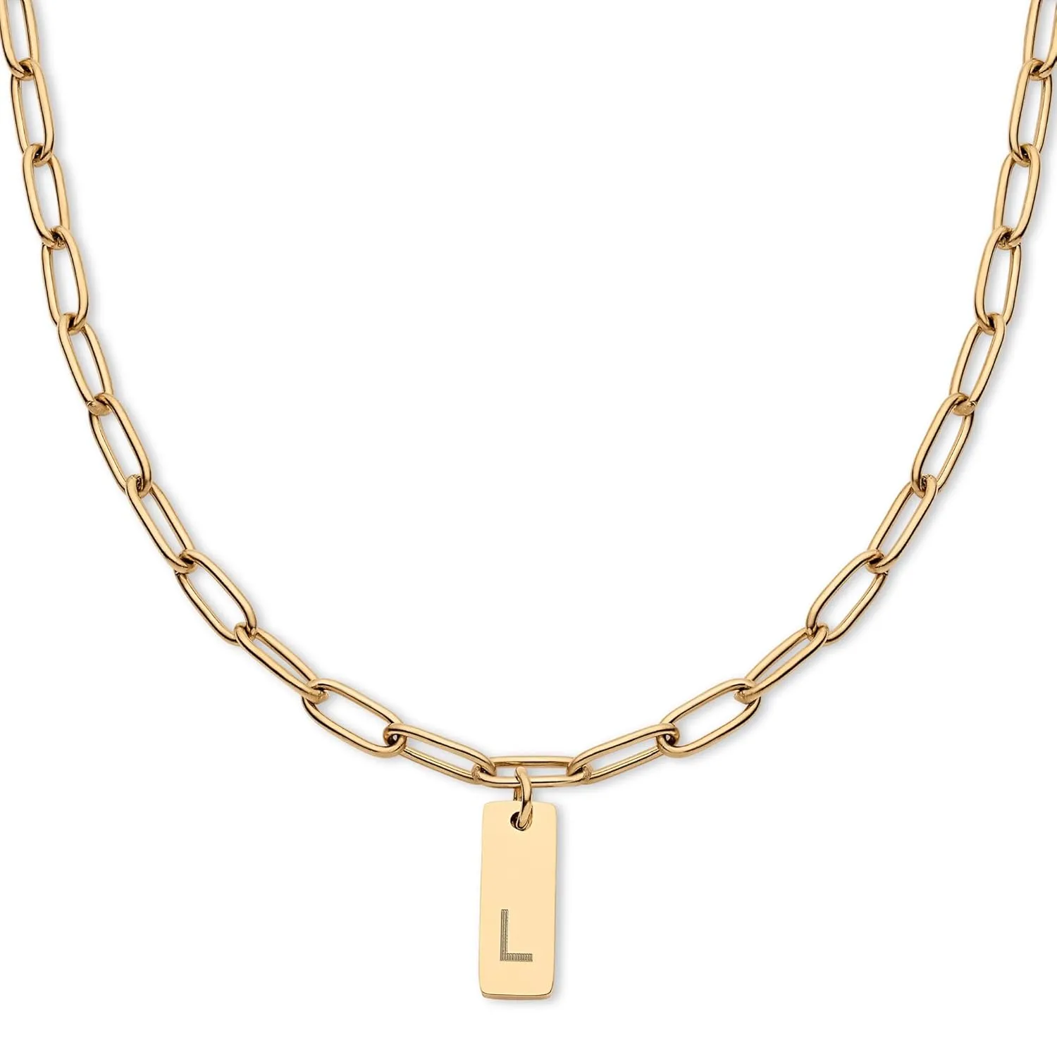 Gold Initial Necklaces for Women Girls, Paperclip Chain Dainty Letter Necklace A - Z Pendant, Trendy Personalized Everyday Jewelry, Monogram Name Teen Gift, 18k Plated Rose Gold Silver Christmas Gift