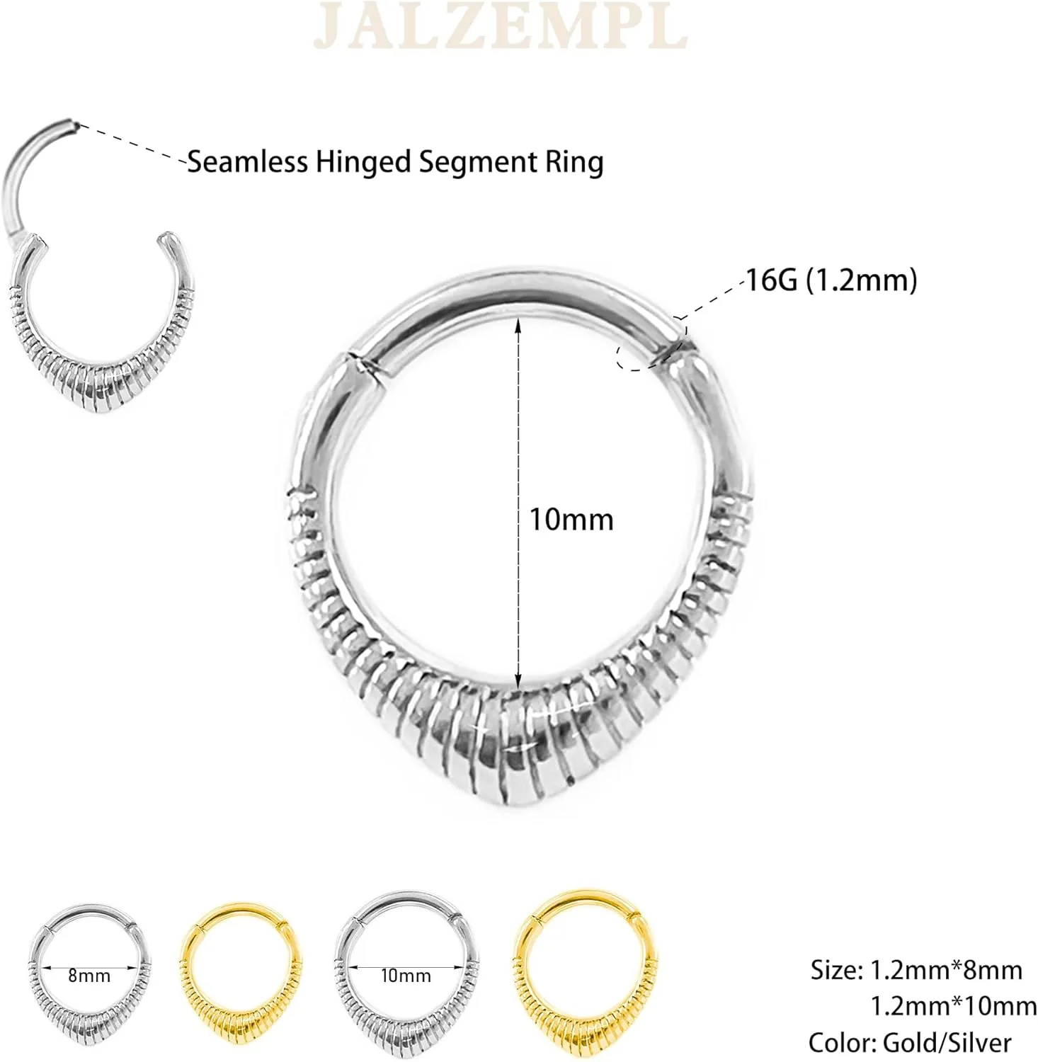 Gold Nose Rings Hoops 316L Surgical Steel Flower Nose Ring Silver Septum Rings 16g Clicker Daith Hinged Piercing Jewelry Gifts 1.2 * 8mm