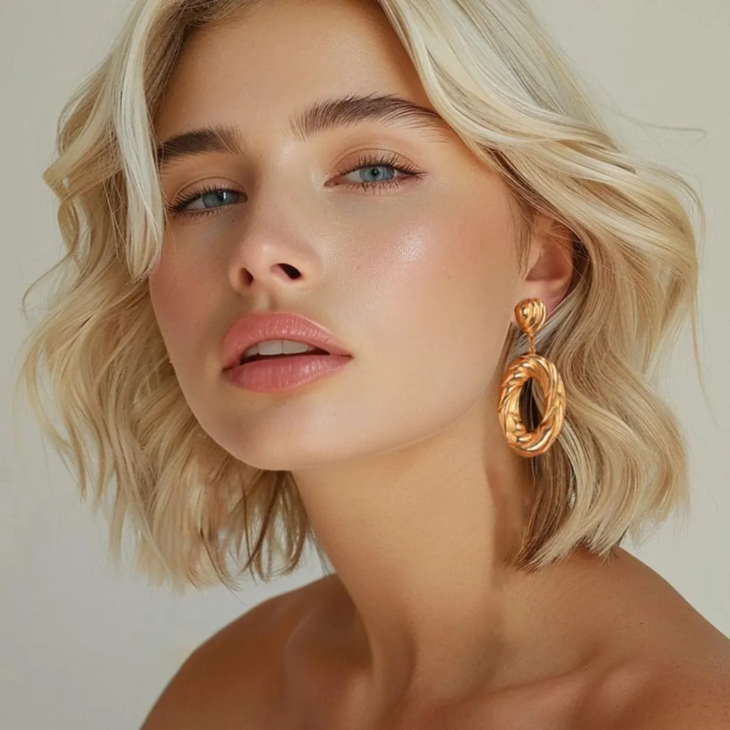 Gold Plated Drop Dangle Earrings Lightweight Trendy Earring for Women Jewelry Gift