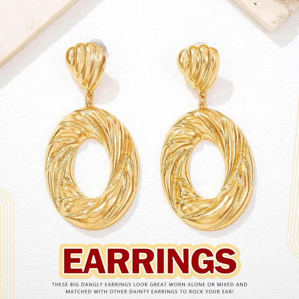 Gold Plated Drop Dangle Earrings Lightweight Trendy Earring for Women Jewelry Gift