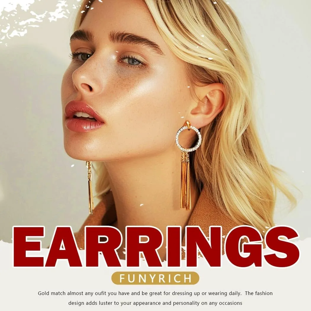 Gold Plated Drop Dangle Earrings Lightweight Trendy Earring for Women Jewelry Gift