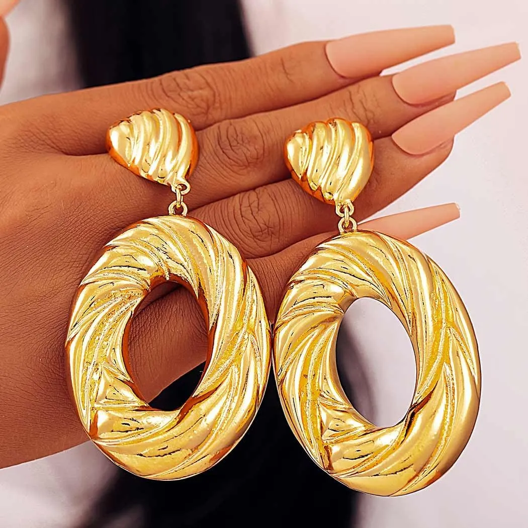 Gold Plated Drop Dangle Earrings Lightweight Trendy Earring for Women Jewelry Gift