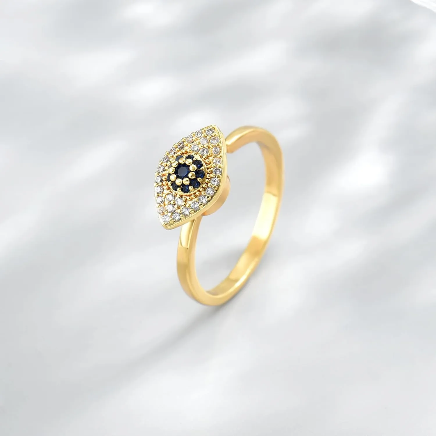 Gold Rings for Women Open Anti Anxiety Spinner Ring Adjustable Fidget Rings Evil Eye Flower Ring Jewelry