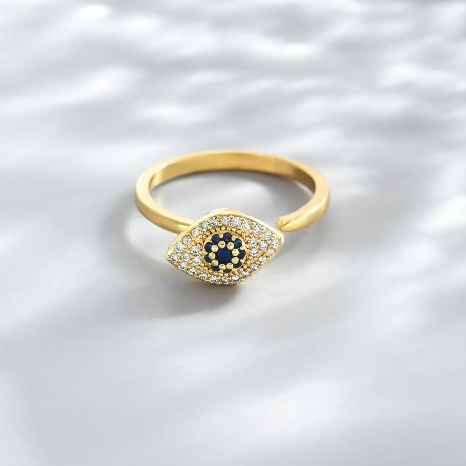 Gold Rings for Women Open Anti Anxiety Spinner Ring Adjustable Fidget Rings Evil Eye Flower Ring Jewelry
