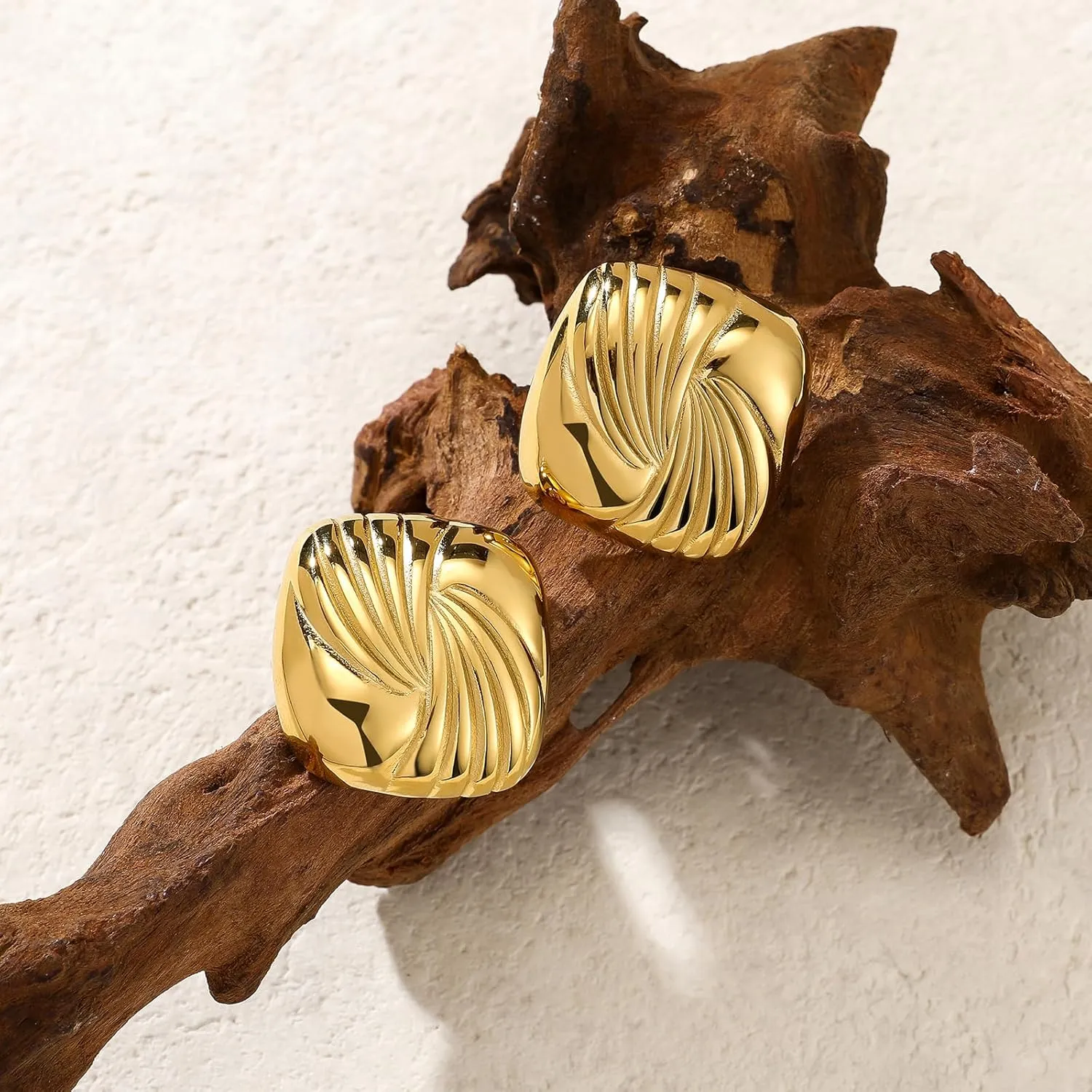 Gold Stainless Steel Earrings for Women Trendy Large Gold Stud Hypoallergenic