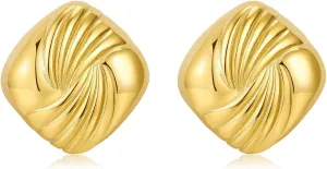 Gold Stainless Steel Earrings for Women Trendy Large Gold Stud Hypoallergenic