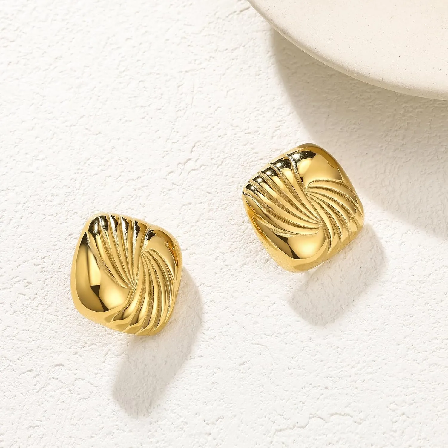 Gold Stainless Steel Earrings for Women Trendy Large Gold Stud Hypoallergenic