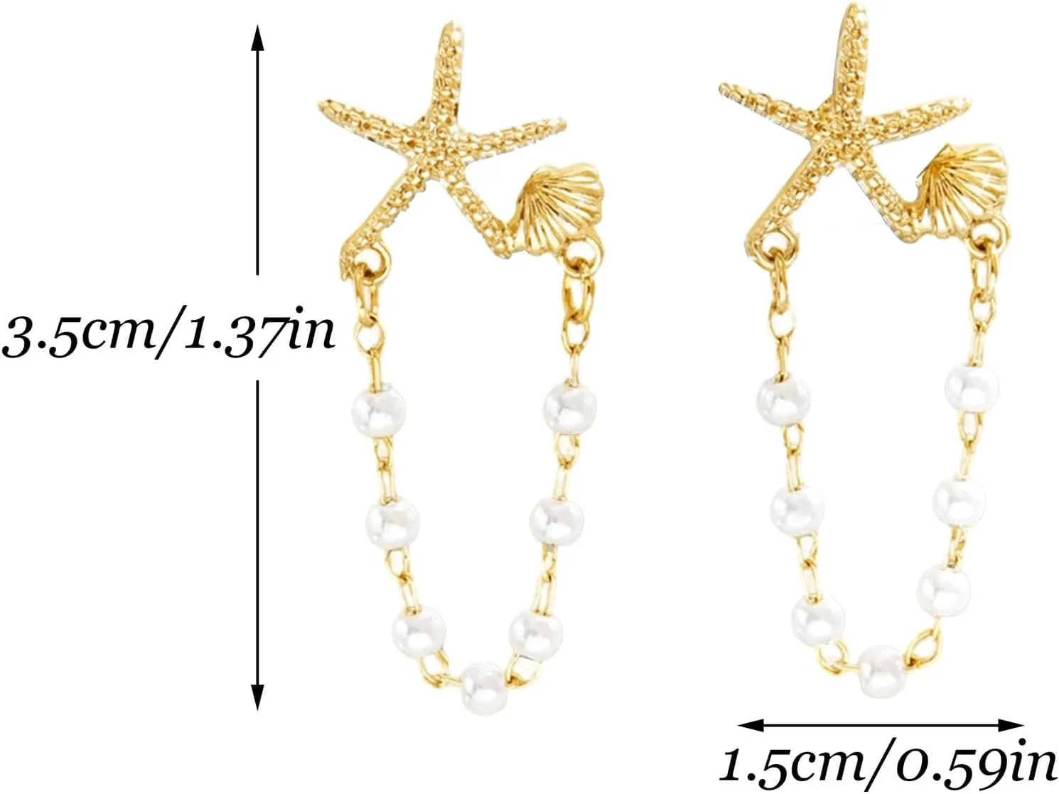 Gold Starfish Earrings for Women Trendy Dainty Lightweight 14K Gold Plated Small Starfish Pearl Stud Earring Minimalist Simple Hypoallergenic Summer Earrings