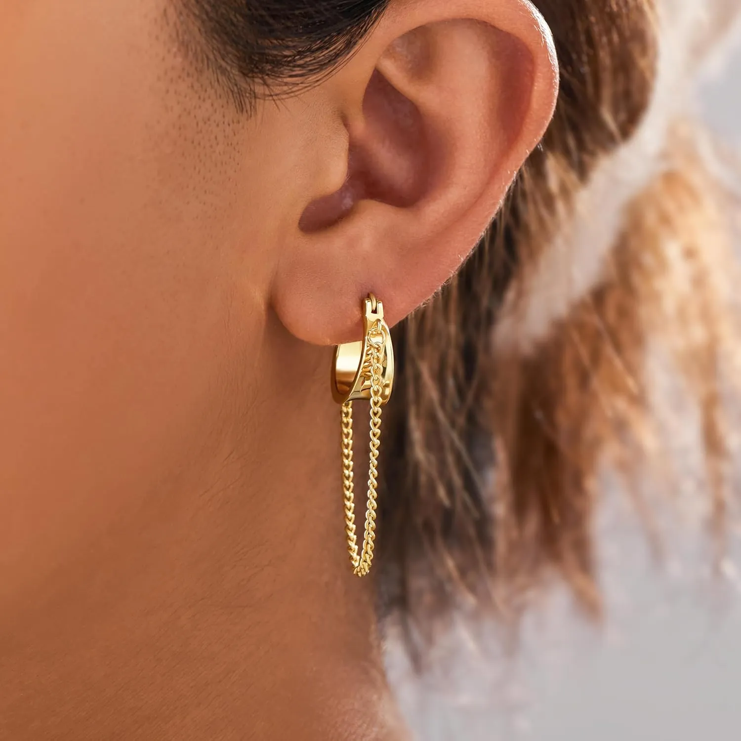 Gold Statement Earrings for Women Trendy, 14k Chunky Stud Earrings, Lightweight Hypoallergenic Fashion Gold Jewelry Gifts