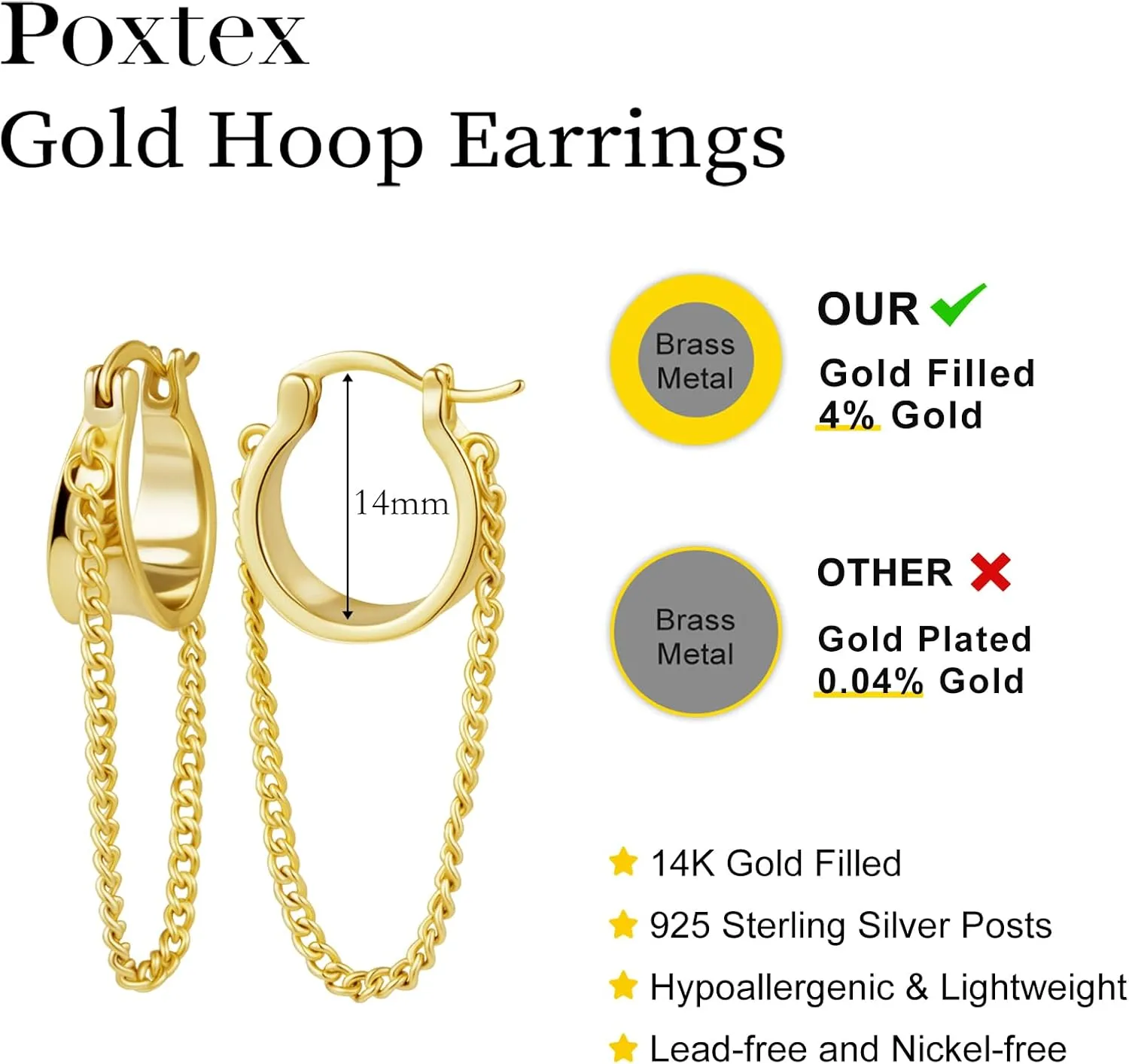 Gold Statement Earrings for Women Trendy, 14k Chunky Stud Earrings, Lightweight Hypoallergenic Fashion Gold Jewelry Gifts