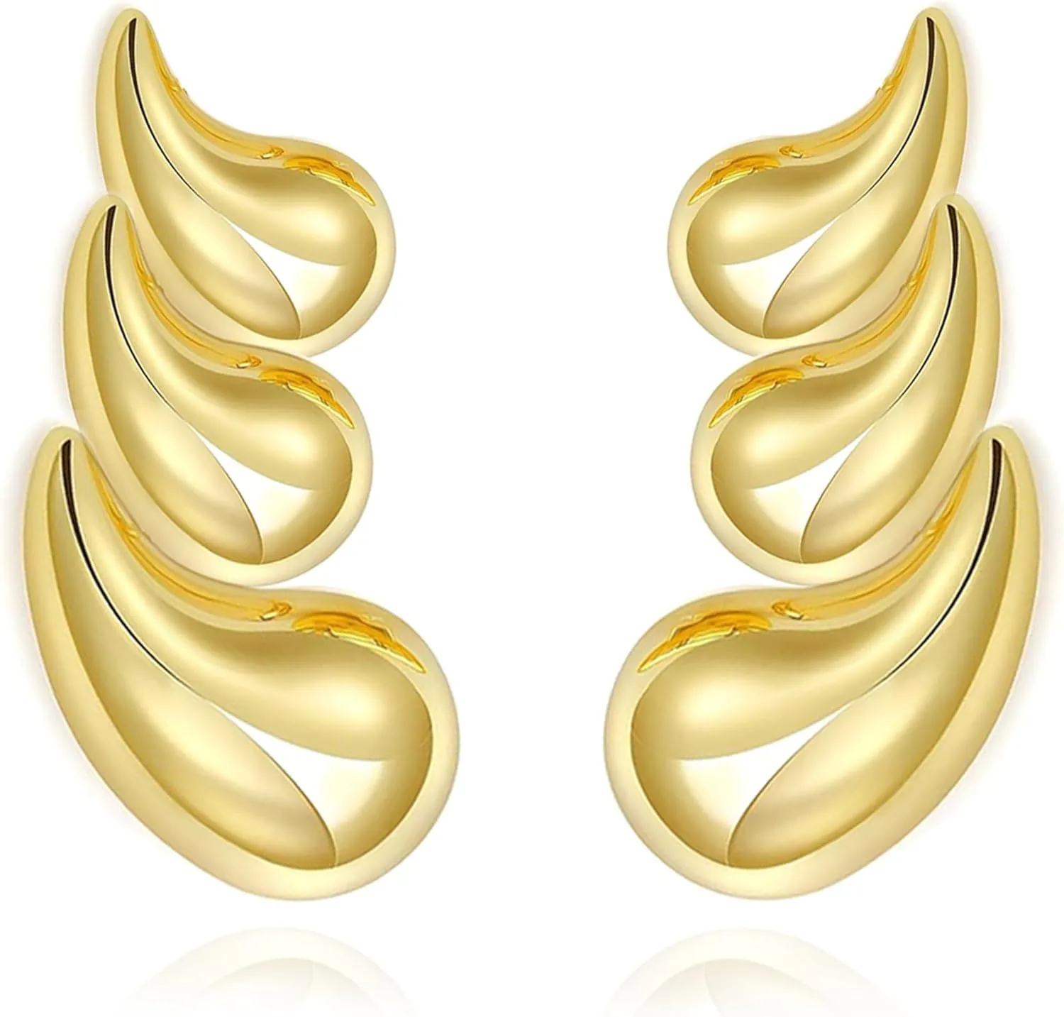 Gold Statement Geometric Dangle Drop Earrings for Women Girls Dupes Earring Chunky Trendy Teardrop Stud Fashion Jewelry Gift