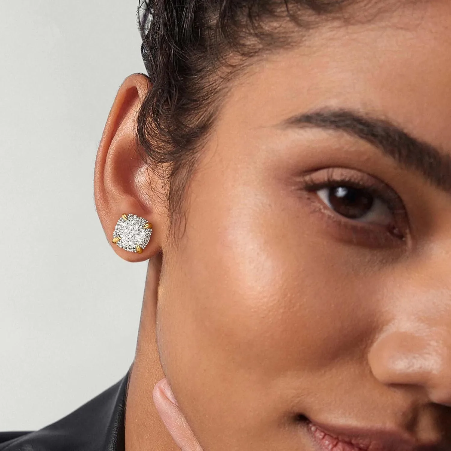 Gold Stud Earrings for Women 14K Gold Plated S925 Sterling Silver Post Hypollergenic Cubic Zirconia Oval Earrings Gold Jewelry
