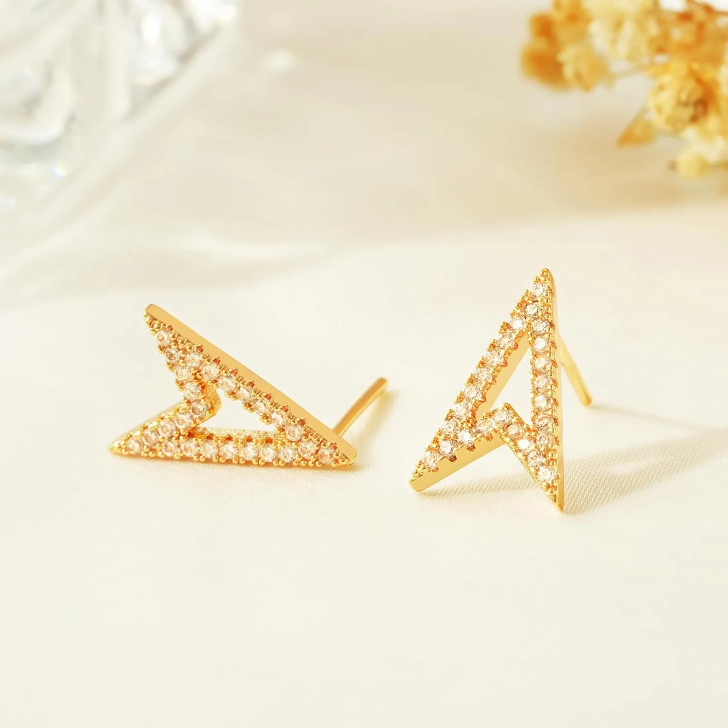 Gold Stud Earrings for Women 14K Gold Plated S925 Sterling Silver Post, Small Stud Earrings Hypoallergenic Lightweight Jewelry Gifts