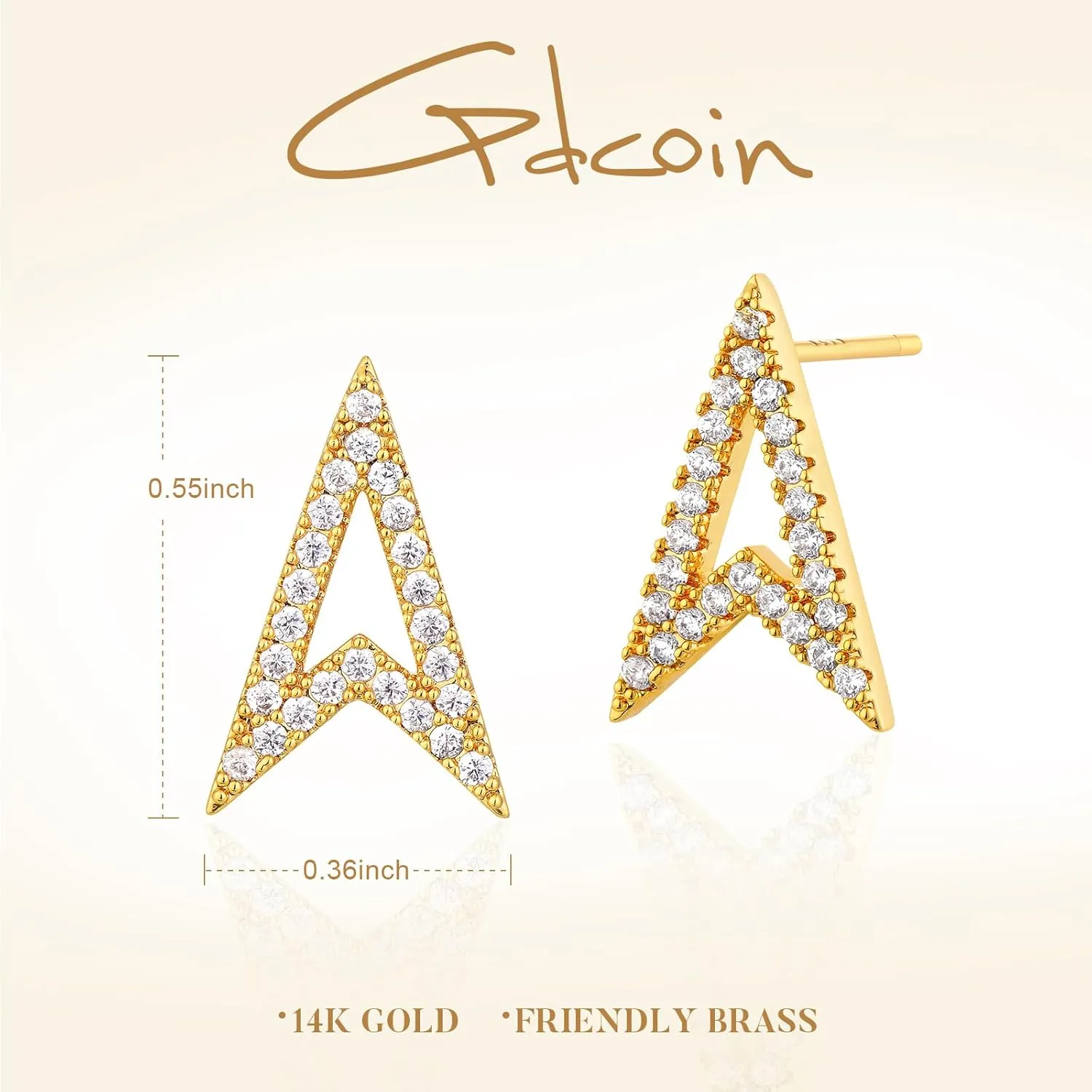 Gold Stud Earrings for Women 14K Gold Plated S925 Sterling Silver Post, Small Stud Earrings Hypoallergenic Lightweight Jewelry Gifts