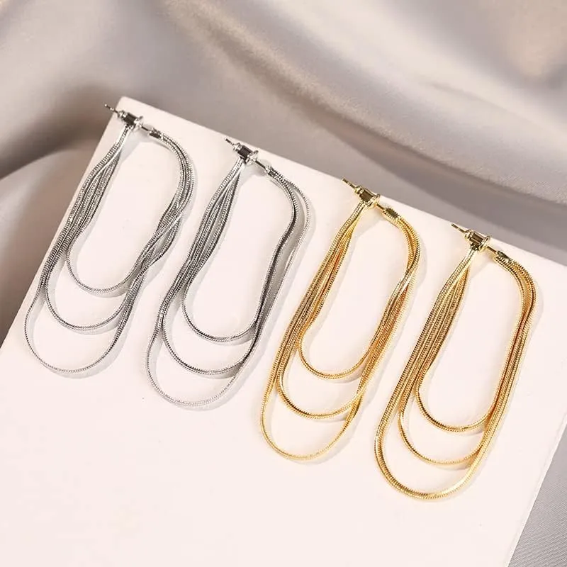 Gold Tassel Earrings for Women Gold Dangle Earrings Long Tassel Drop Earrings Fringe Statement Earrings Silver Wedding Bridesmaid Jewelry for Women