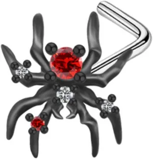 Gothic Nose Stud Surgical Stainless Steel Nose Piercing Jewelry Halloween Spider Nose Rings for Women (2)