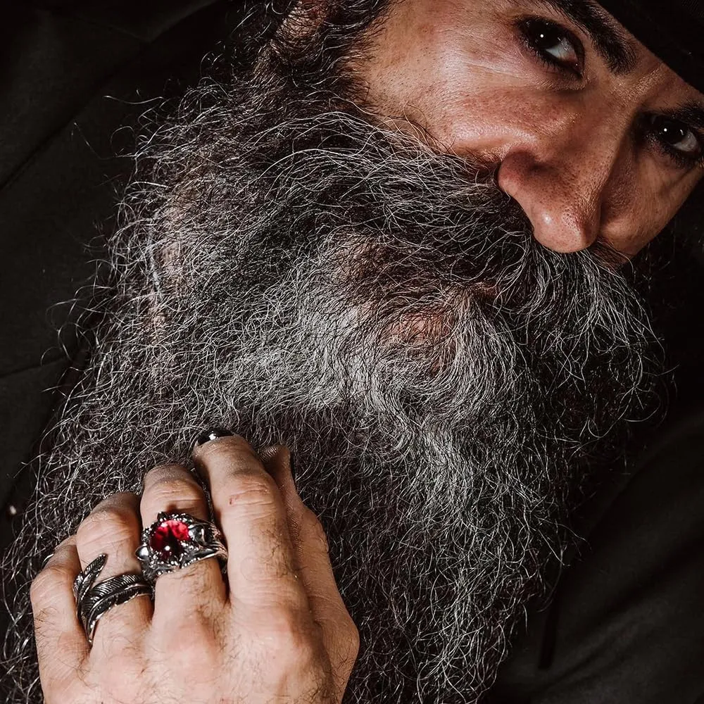 GTHIC Stainless Steel Gothic Red Yellow Gray Evil Eye Ring For Men Women Punk Dragon Claw Biker Rings Jewelry Gift Size 5-15.5