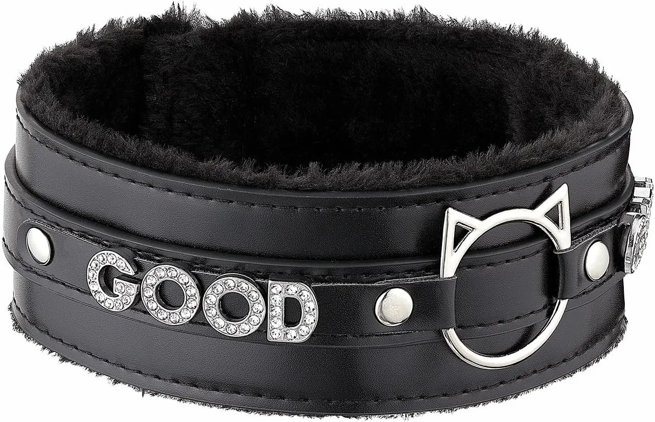Handmade Collar Choker Necklace for Women  Cat Ear O-Ring Punk Goth Letter Choker,Black/Pink Furry Alt Fashion Jewelry