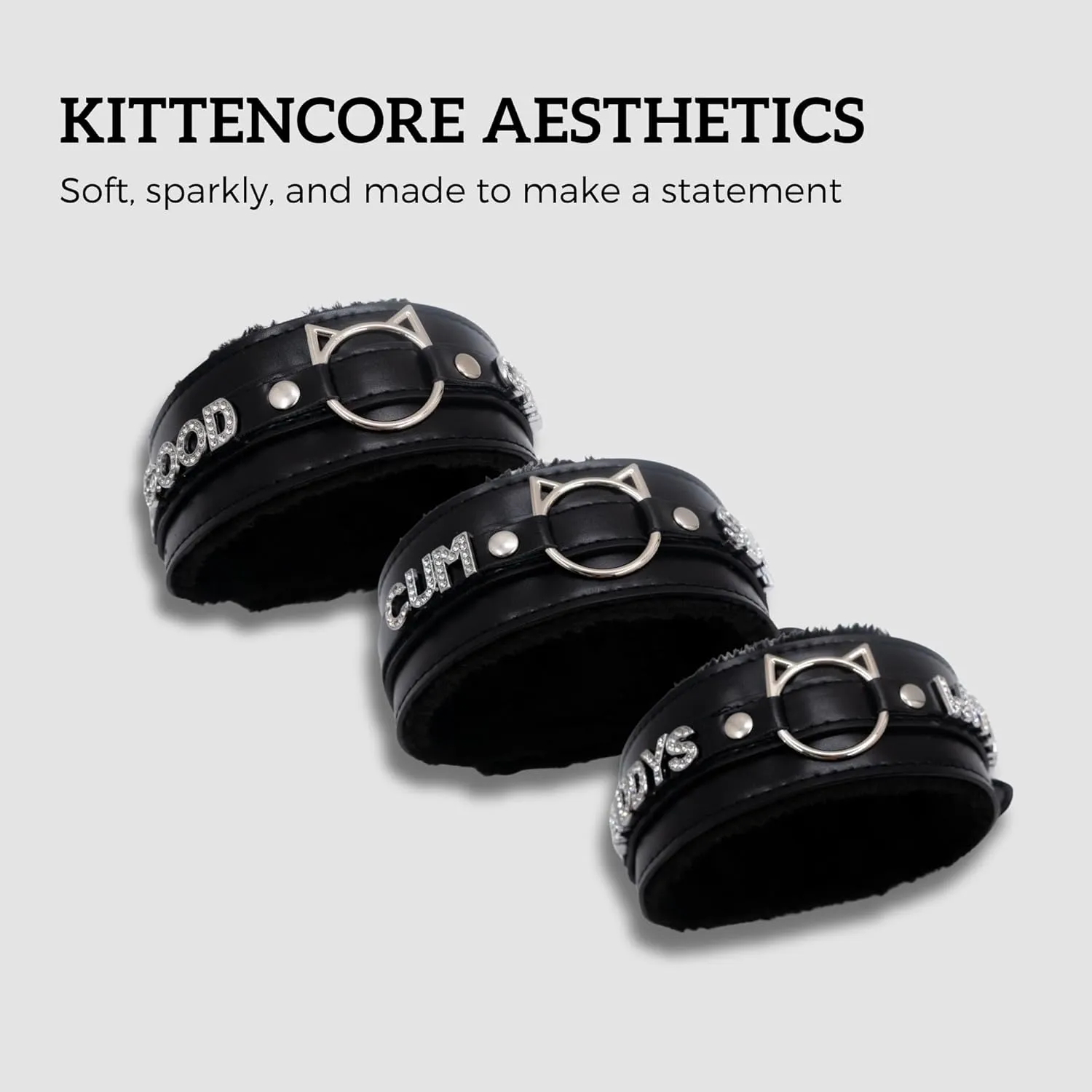 Handmade Collar Choker Necklace for Women  Cat Ear O-Ring Punk Goth Letter Choker,Black/Pink Furry Alt Fashion Jewelry