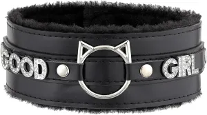 Handmade Collar Choker Necklace for Women  Cat Ear O-Ring Punk Goth Letter Choker,Black/Pink Furry Alt Fashion Jewelry