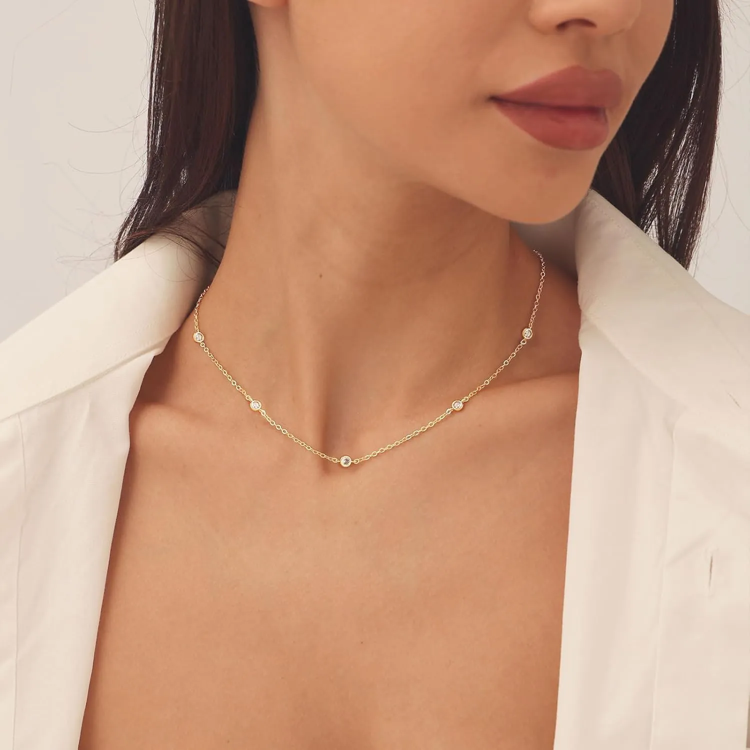 HANLI Necklaces for Women - 14K Gold/White Gold Plated for Everyday Wear | Dainty and Elegant Diamond Jewelry