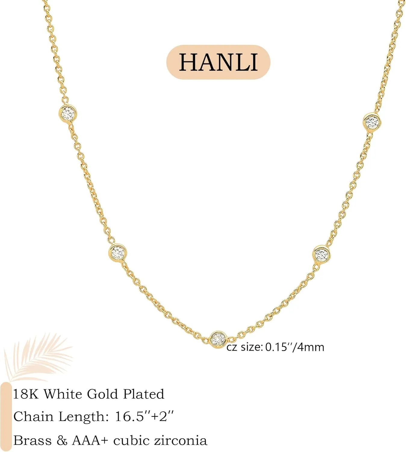 HANLI Necklaces for Women - 14K Gold/White Gold Plated for Everyday Wear | Dainty and Elegant Diamond Jewelry