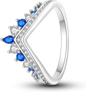 Hapour 925 Sterling Silver Gorgeous Ring with Cubic Zirconia,Stackable Vintage Rings Statement Rings for Women Size 6-9