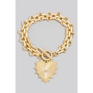 Heart Charm Toggle Bracelet