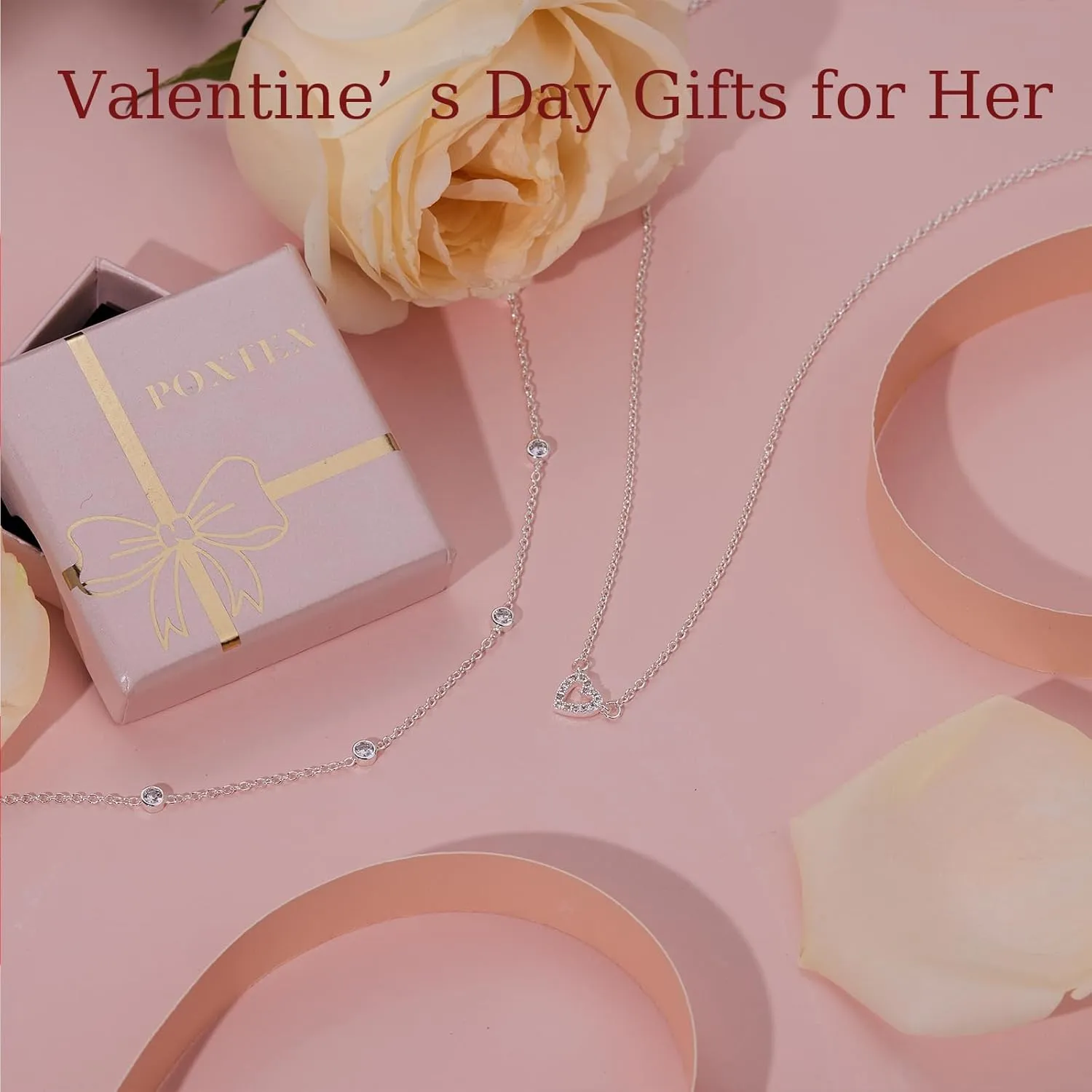 Heart Necklaces for Women, Dainty 14K Gold/Silver Plated Necklace Cute Tiny Gold Diamond Infiniy Heart Pendant Jewelry, Ideal Gifts for Mothers Day Valentines Day Birthday Christmas Graduation