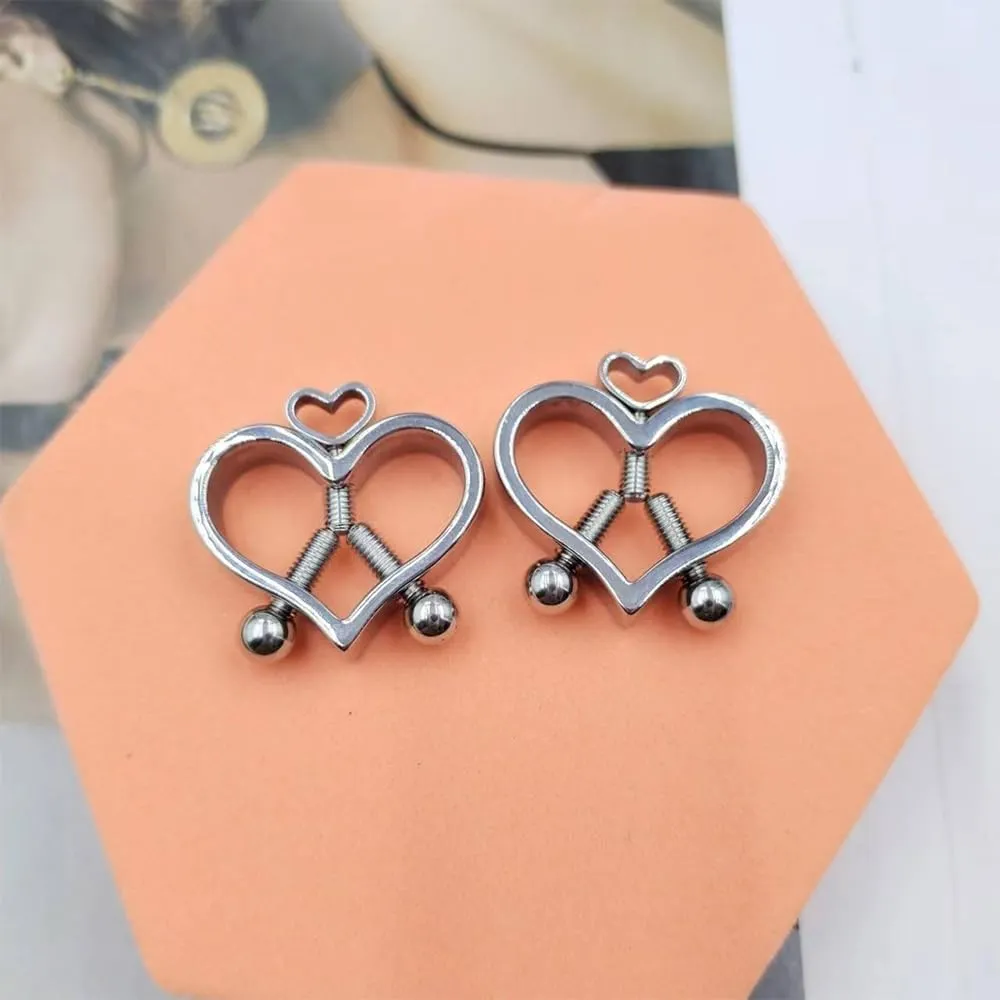 Heart Nipple Rings - 316L Stainless Steel Nipple Piercings Barbell Piercing Jewelry for Women and Men