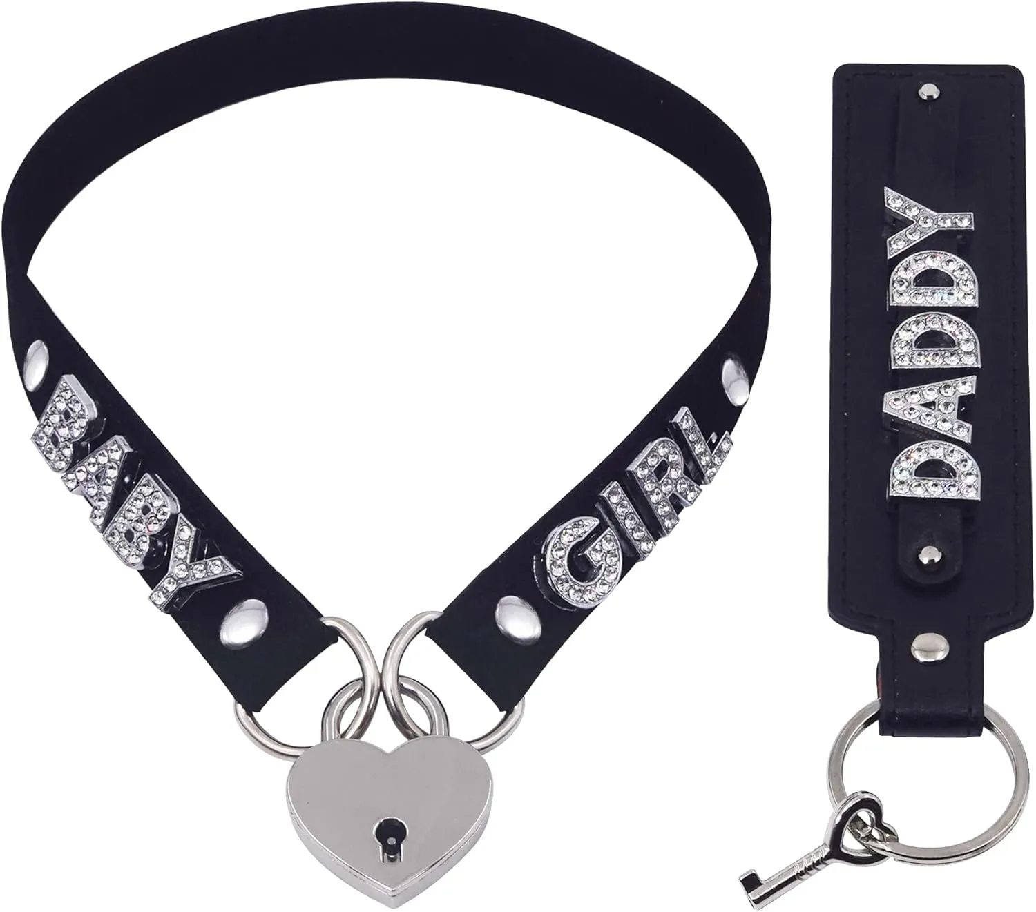 Heart Padlock Collar With Key For Women, Handmade Black Velvet Letter Padlock Choker Necklace With Leather Keychain, Punk Gothic Jewelry For Outfits