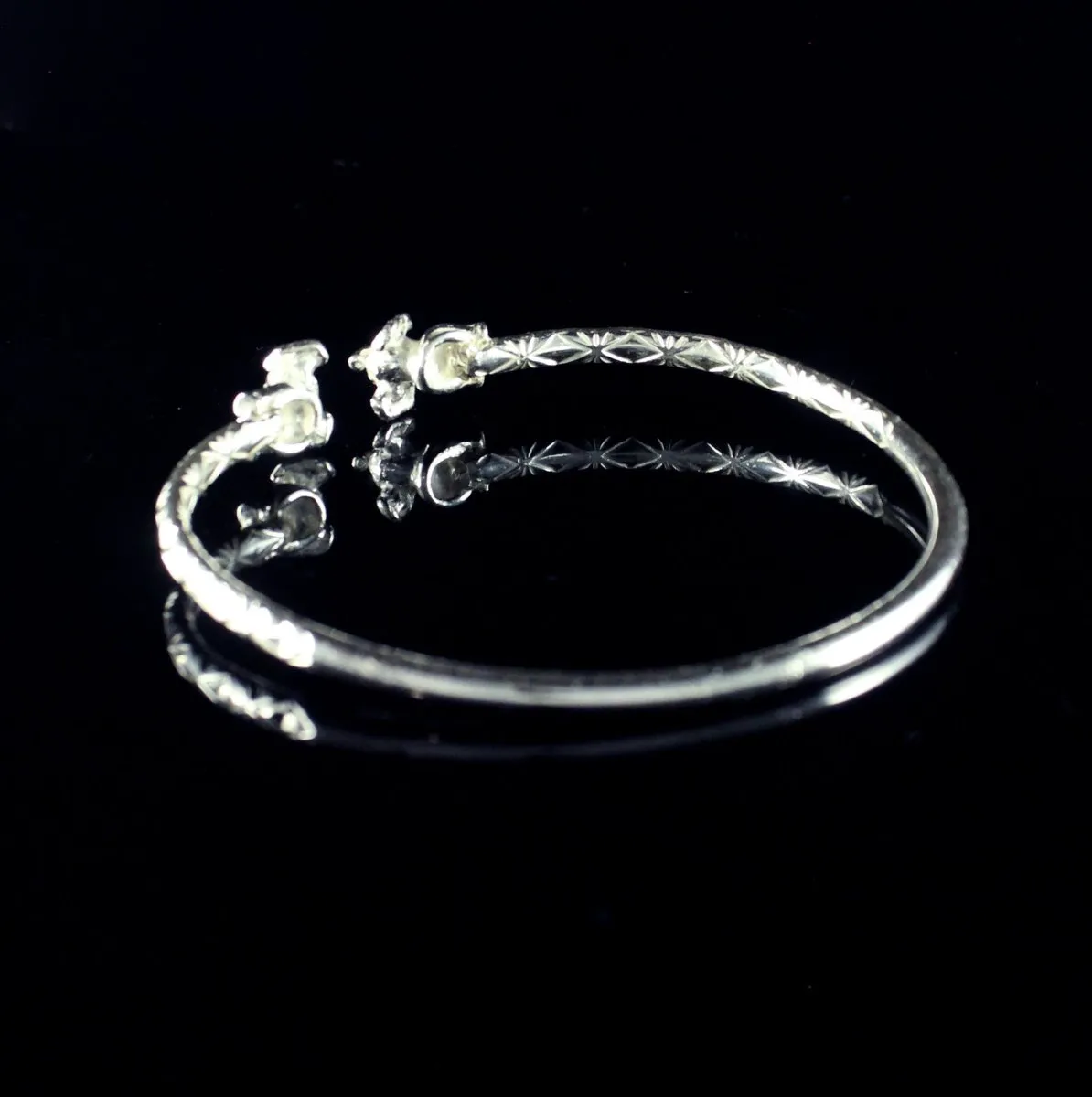 Heavy Elephant Bangle with Diamante Pattern