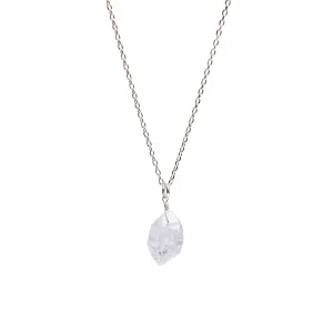 Herkimer Diamond Pendant Necklace, Rough Crystal Pendant, Raw Gemstone Necklace, April Birthstone Jewelry 925 Silver 16 2 inch Adjustable Chain