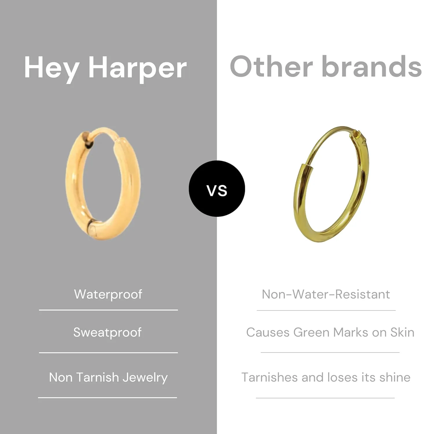 Hey Harper Hoop Earrings For Women Trendy - Lightweight Waterproof & Sweatproof Jewerly