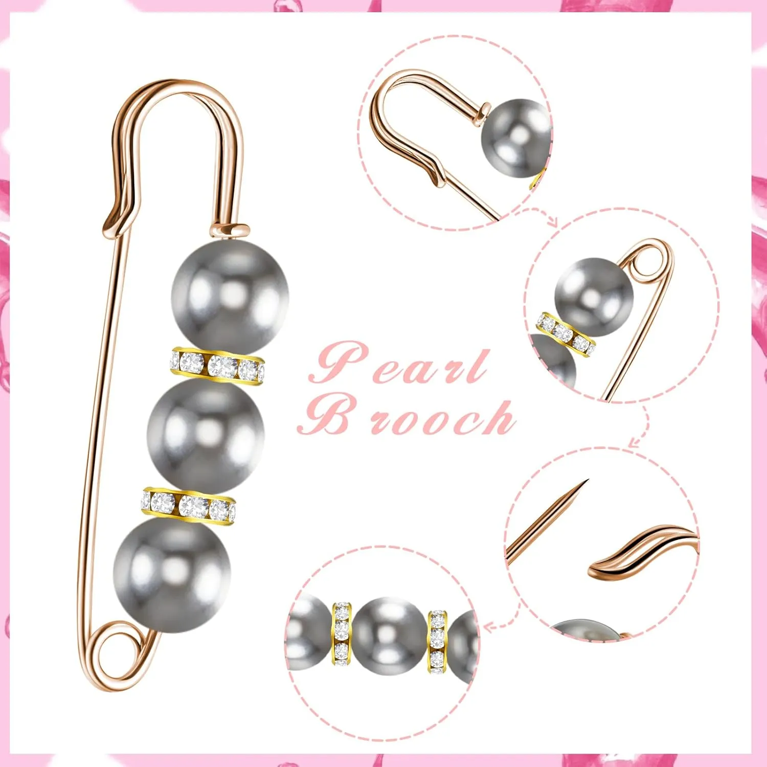 Hicarer 18 Piece Pearl Brooch Pins Women Decorative Safety Pins Clothing Shawl Clips Artificial Pearls Brooch Elegant Cardigan Collar Clips for Women Dress Skirt Sweater(Elegant Style)