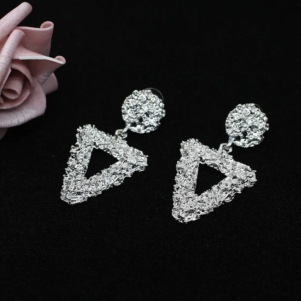 Hollow Geometric Large Square Dangle Earrings Metal Statement Drop Earrings Punk Bohemian Raised Textured Design Big Hoop Earrings for Women Fashion Jewelry