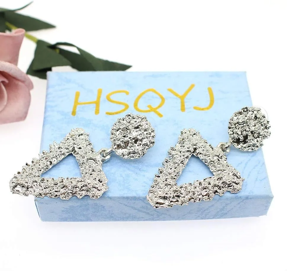 Hollow Geometric Large Square Dangle Earrings Metal Statement Drop Earrings Punk Bohemian Raised Textured Design Big Hoop Earrings for Women Fashion Jewelry