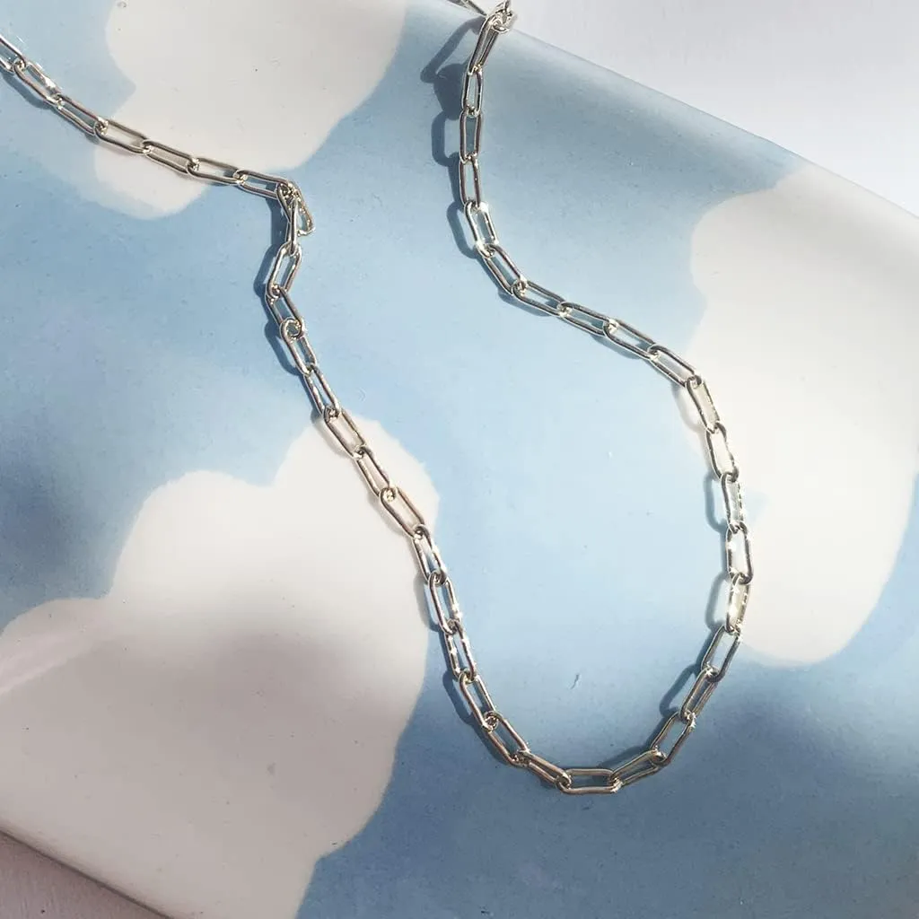Honeycat Olivia Dainty Paperclip Link Chain Necklace in Silver | Minimalist, Delicate Jewelry