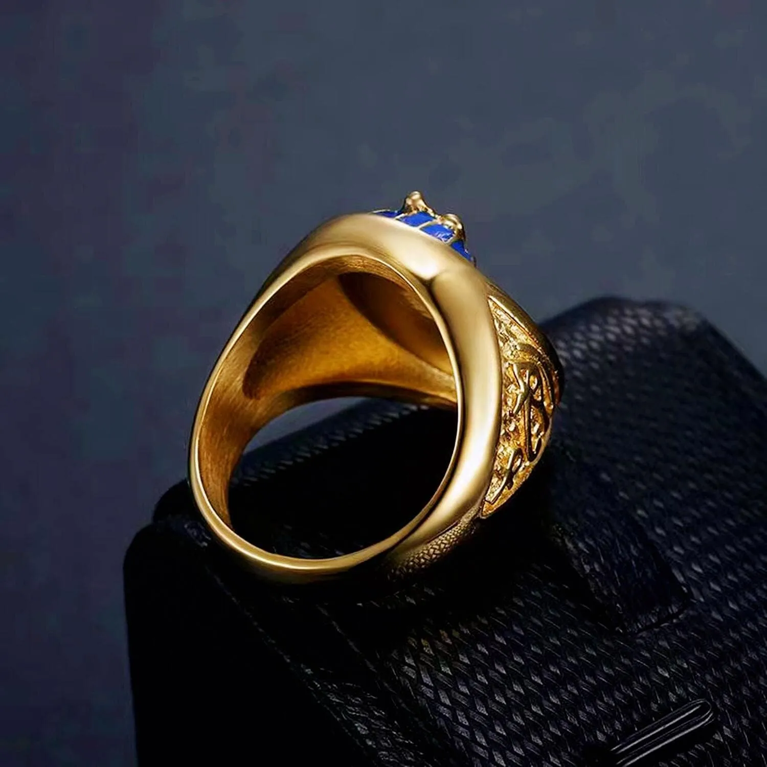 Horus Pharaoh King Ring King TUT Rings for men Mummy Egyptian Akhnaton Biker Stainless Steel Rings Iced Out Ring Jewelry Punk Ring Halloween Vintage Style