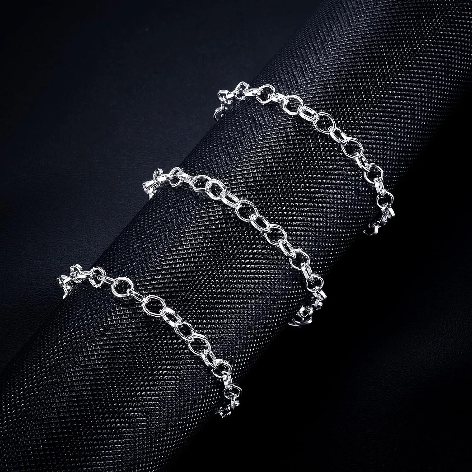 HOUSWEETY 12 Silver Plated Chain Bracelets Fit Clip on Charm 20cm(7-7/8")Lobster Clasp Link Chain Bracelets for Men Women, Mens Bracelet Chain Bracelets for Men Jewelry Men Gifts