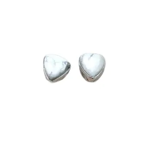Howlite Studs Earrings, White Buffalo Jewelry, Minimalist Studs, Marble Gemstone Earrings, White Turquoise Posts Studs, Sterling Silver Studs, Southwestern Studs, Promise Jewelry, Gift For Her/Him