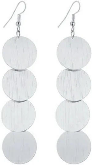 IDB Delicate Filigree Dangle Long Disc Drop Hook Earrings for Women and Girls - Available in Silver and Gold Tones